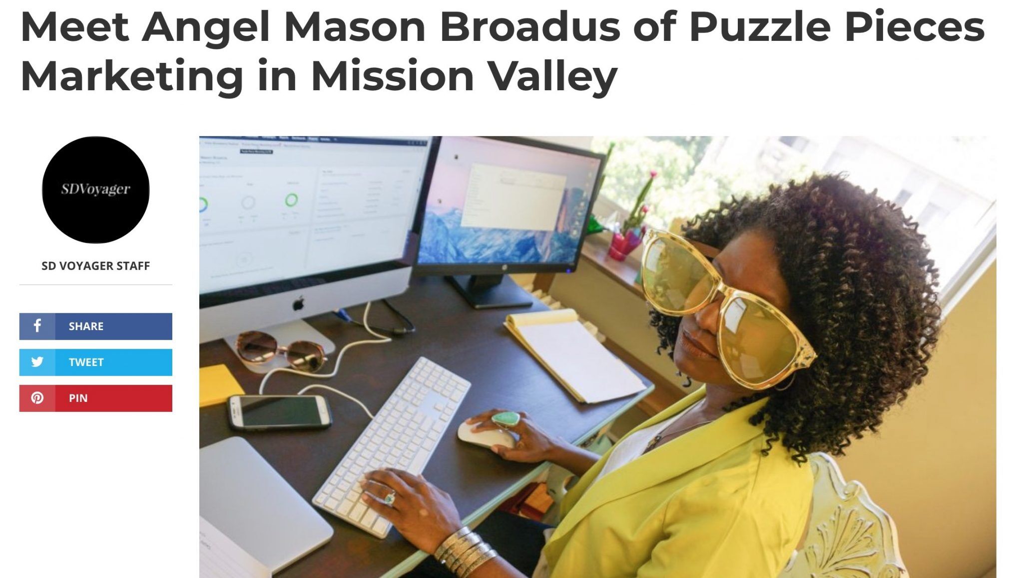 Rising Stars SD Voyager feature President of Puzzle Pieces Marketing - Angel Mason Broadus