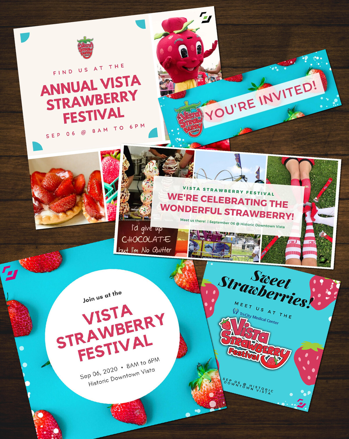 Vista Strawberry Festival logo redesigned by Puzzle Pieces Marketing