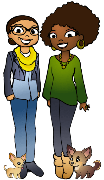 Puzzle Pieces Marketing President and Vice President Angel and Kristine Mason Broadus cartoons with dogs