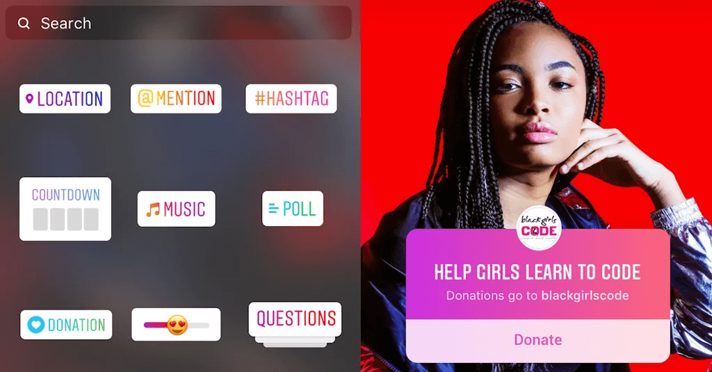 Girls Who Code Instagram donation story
