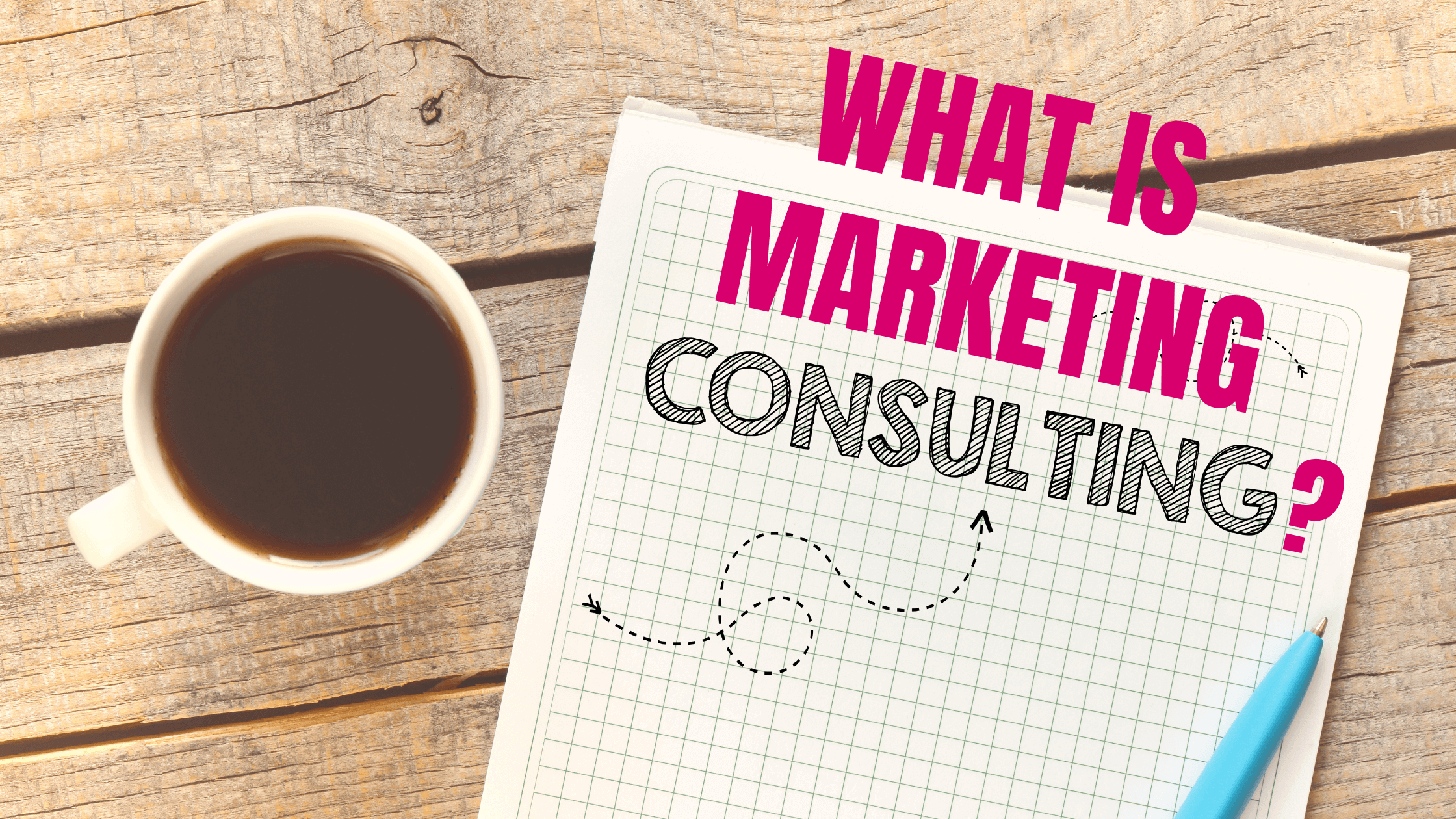 Marketing consulting graphic with coffee