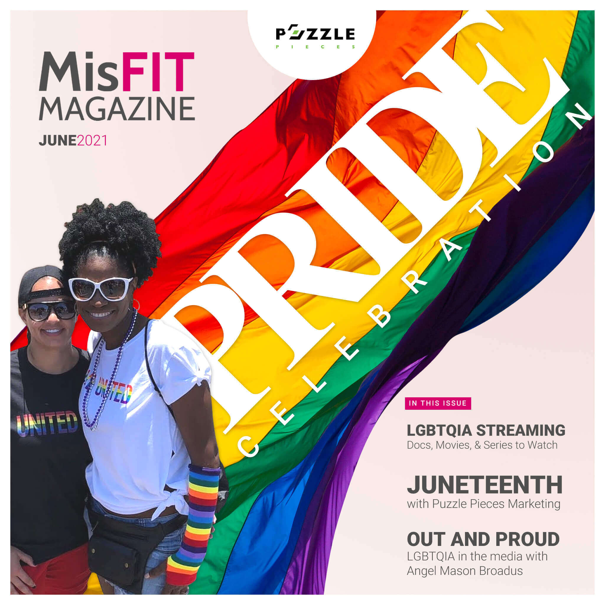 Puzzle Pieces Marekting MisFit Magazine Pride Cover with Angel and Kristine Mason Broadus