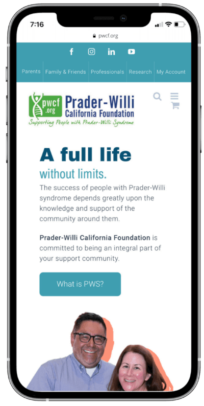 PCWF new website mobile display