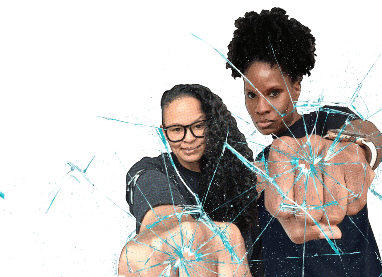 Angel and Kristine breaking glass