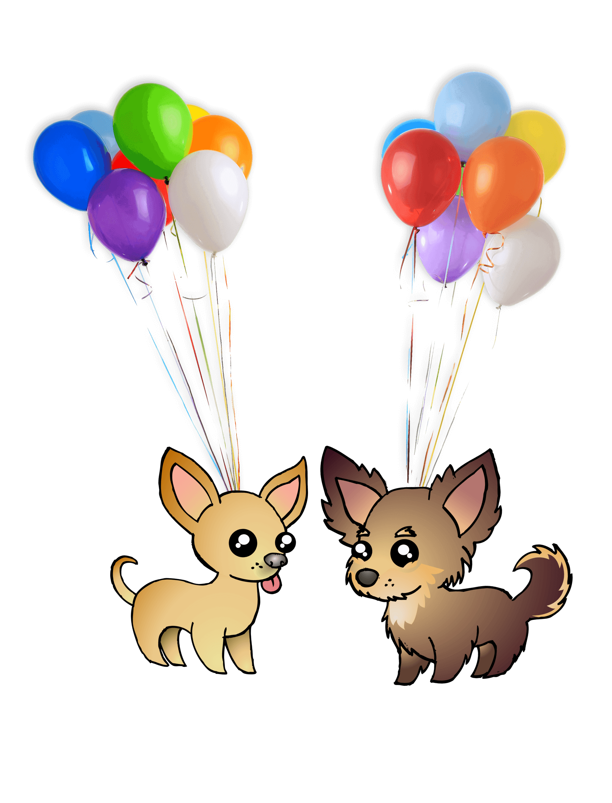 Dogs with balloons