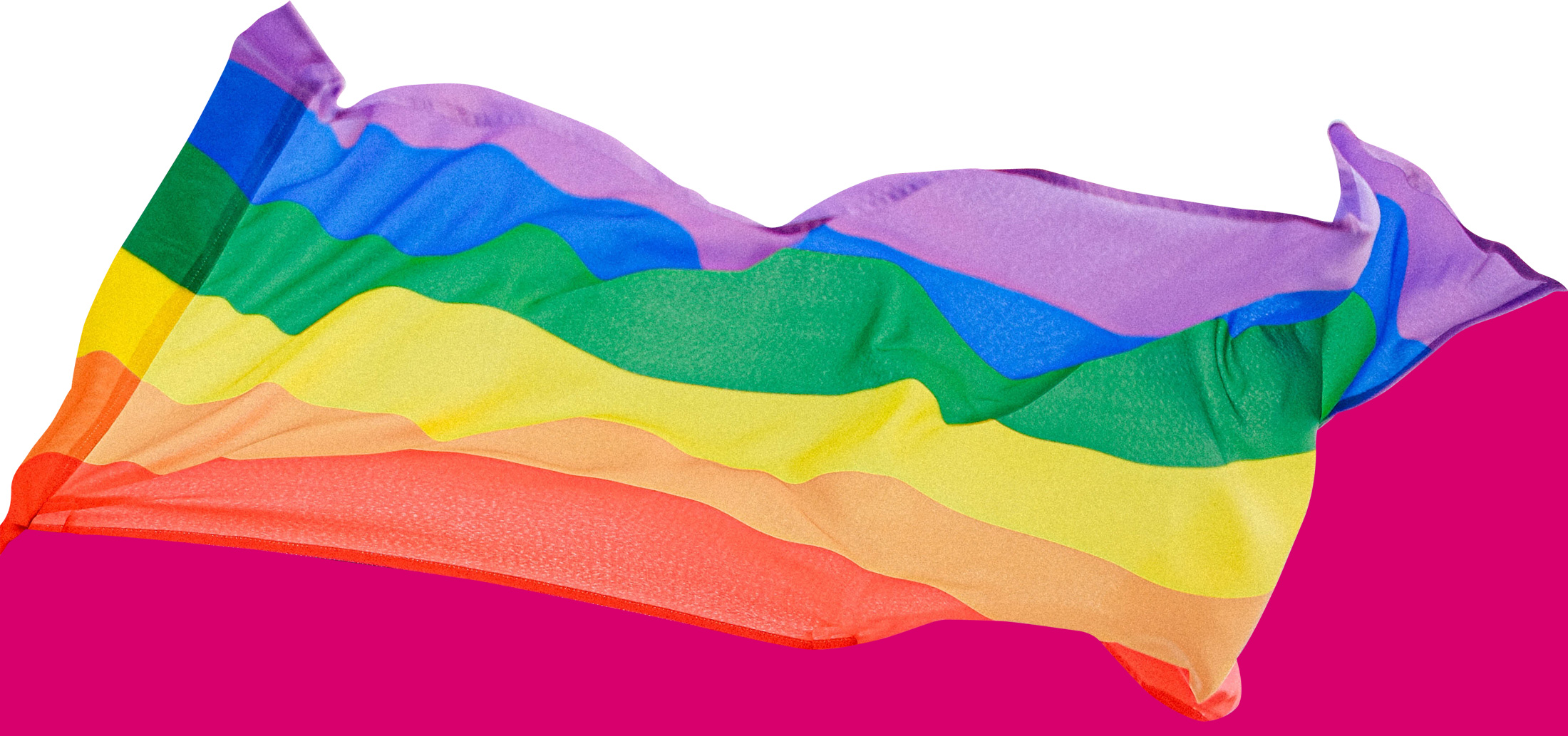 Pride Flag waving with pink background