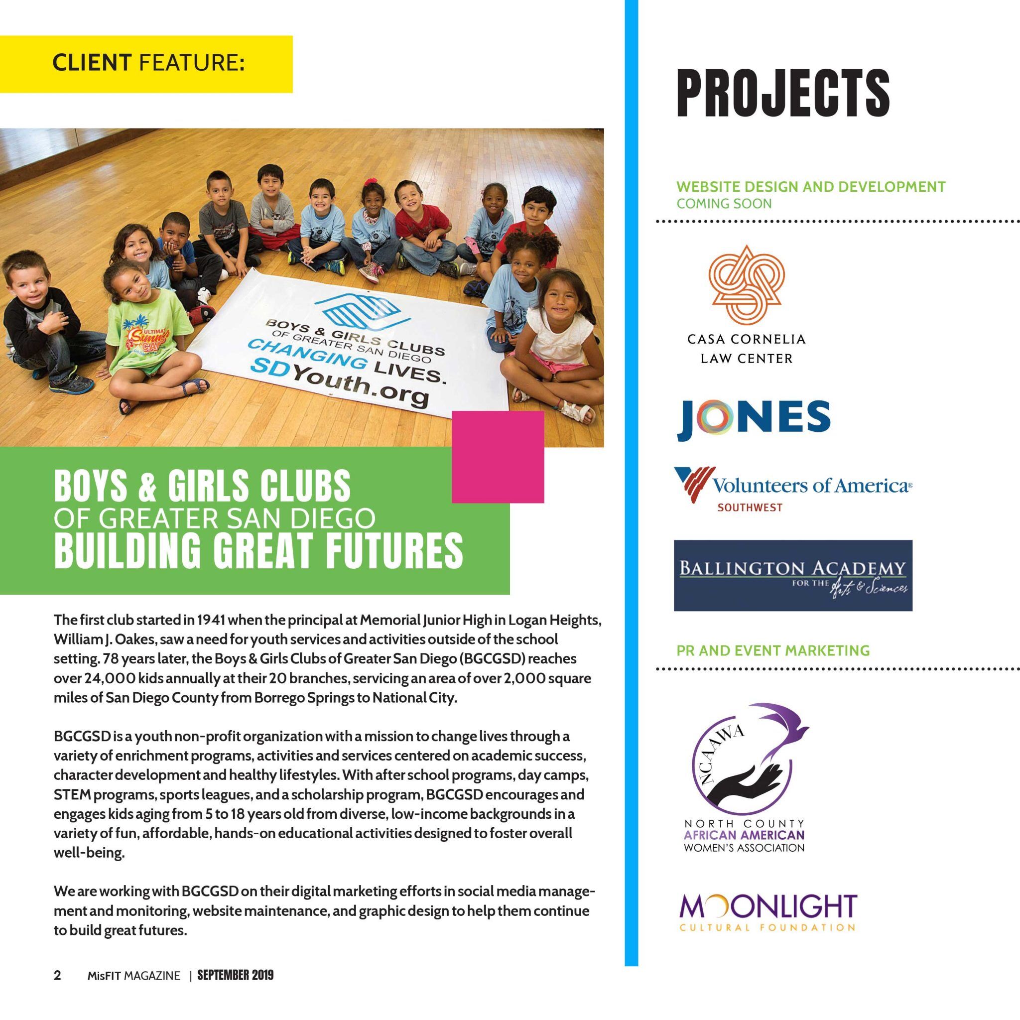 Puzzle Pieces Marketing magazine featuring client boys and girls clubs of greater san diego
