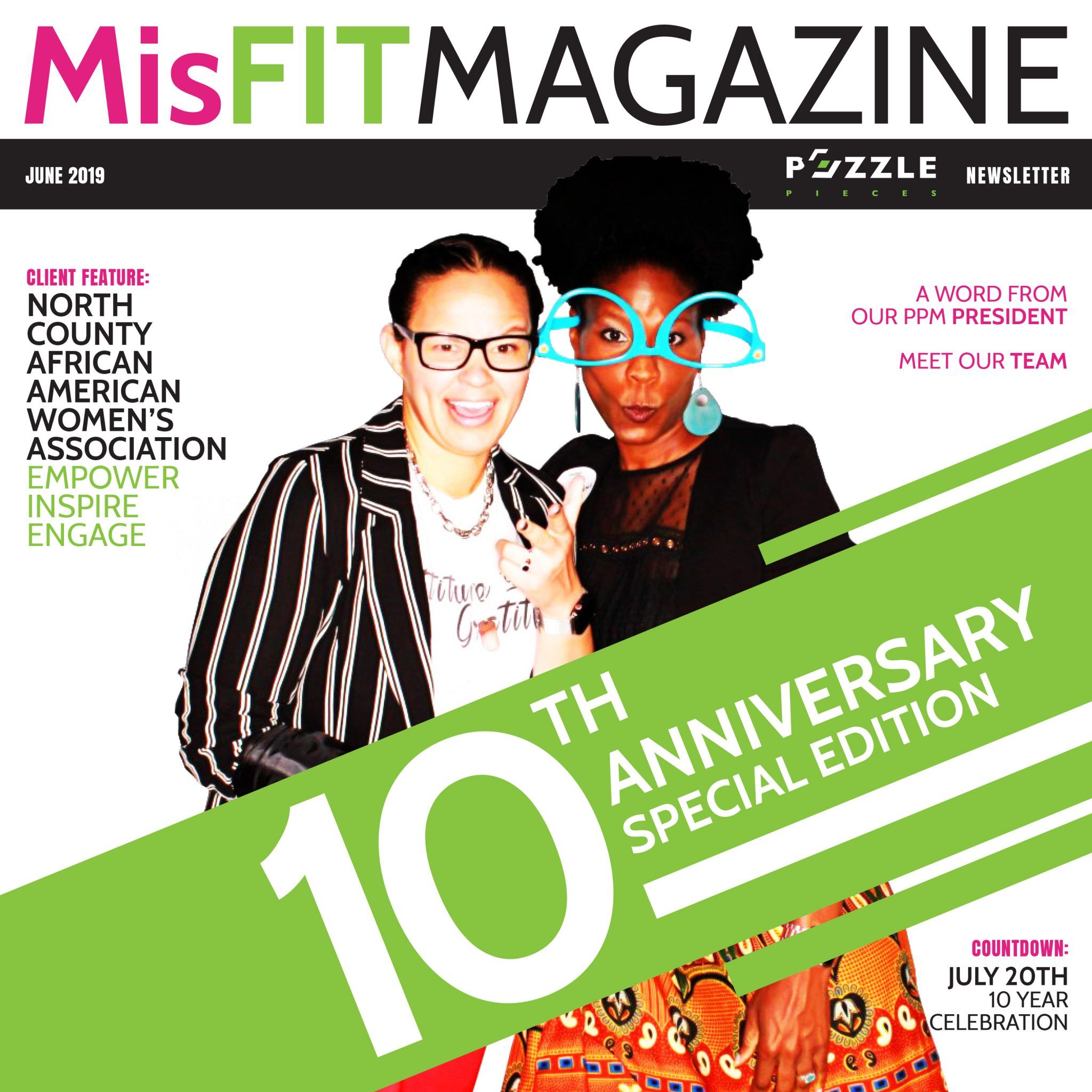 Puzzle Pieces Marketing magazine featuring President Angel Mason Broadus and Vice President Kristine Mason Broadus